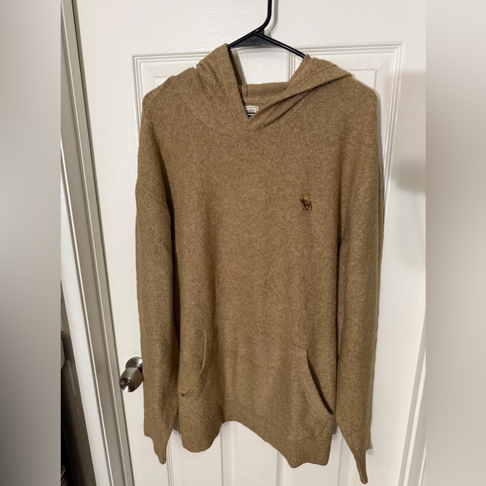 Tan Almost Knitted Abercrombie & Fitch Hoodie Size X-Large